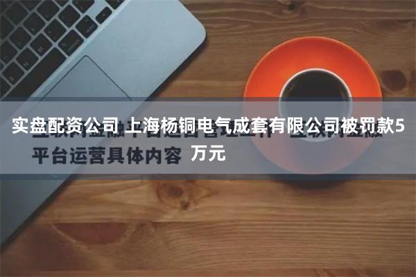   实盘配资公司 上海杨铜电气成套有限公司被罚款5万元