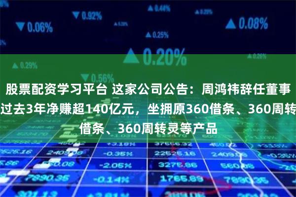  股票配资学习平台 这家公司公告：周鸿祎辞任董事会主席！过去3年净赚超140亿元，坐拥原360借条、360周转灵等产品